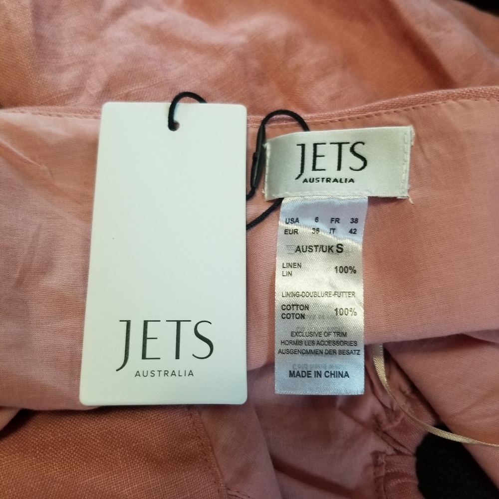 JETS AUSTRALIA NWT Linen Jetset Puff Sleeve Top Musk Small - Picture 5 of 8